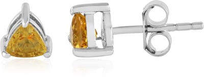 Cavill - Zilveren oorbellen met Braziliaanse scapoliet 0,389 ct - 925 Sterling Zilver platina gecoat - Triljant slijpsel - Elegant driehoekig design