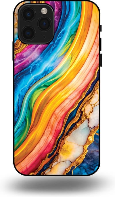 Smartphonica Telefoonhoesje Geschikt voor iPhone 11 Pro met Regenboog Goud Marmer Opdruk - TPU Backcover Case Rainbow Gold Marble Design geschikt voor iPhone 11 Pro
