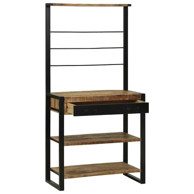 vidaXL - Keukenrek - Bruin - en - zwart - 80 - x - 40 - x - 160 - cm - Massief - Mango - Hout