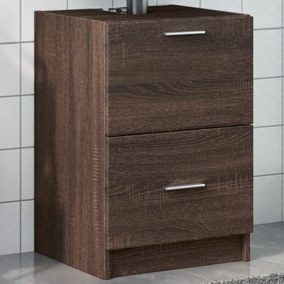 vidaXL - Wastafelkast - 40x37x59 - cm - bewerkt - hout - bruin - eikenkleurig