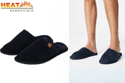 Heat Essentials Suede Pantoffels Heren - Navy - Maat 41/42 - Instap Sloffen Heren - Spaanse Sloffen - Antislip