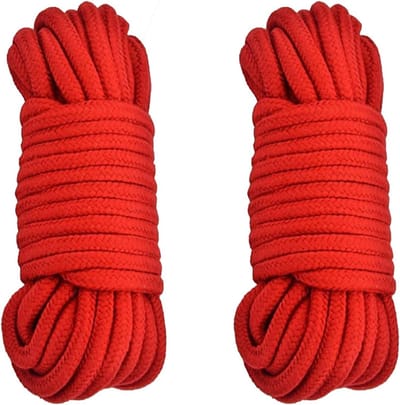 Gevlochten Katoenen Touw - 2 Stuks, 10 Meter Lang, 6 mm Dik voor Kamperen, Tuinieren en Varen