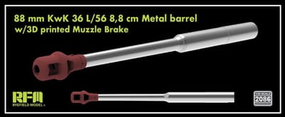 Rye Field Model Modelbouwpakket - 2086 88 mm KwK 36 L/56 8,8 cm metalen loop met 3D-geprinte mondingsrem voor Tiger I-serie Accessoires set - 1:35 - Modelbouw