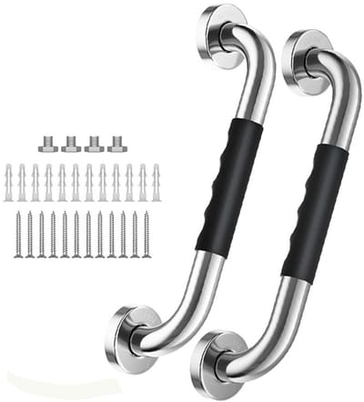Wandbeugel voor handgreep - Antislip handgreep voor in de badkamer - Geschikt voor douche-, toilet-, bad-, keuken-, trap- en kastrails - 30 cm - 2-pack - Inclusief installatiemateriaal