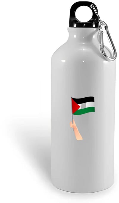 Hacebo® - Palestina vlag met hand waterfles - Palestina - mensen die liefde willen geven aan Palestina - degene die van Palestina houden - supporten - oorlog - verjaardagscadeautje - gift - geschenk - kado - water fles - 400ML