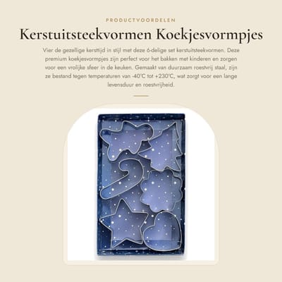 Dailygoods- Uitsteekvormen 6-delig - Roestvrij Staal - Kerstuitsteekvormen - Sterren/Harten/Dennenbomen/Bloemen - Geschikt voor kinderen - Scherpe onderkanten - Koekjesvormpjes