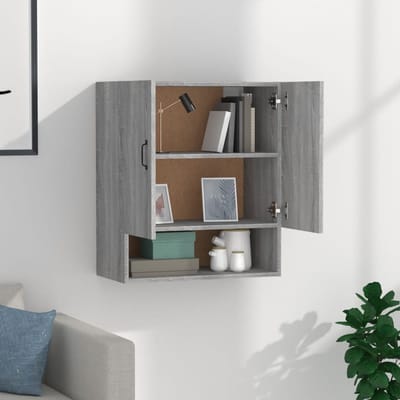vidaXL - Wandkast - 60x31x70 - cm - bewerkt - hout - grijs - sonoma - eikenkleurig