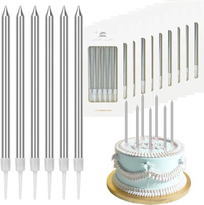 Verjaardagskaarsen - Taartkaarsen Decoratie - Feestelijke Versiering - Geurloos Materiaal - 60 Stuks - Zilver