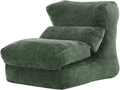 Zitzakstoel voor Volwassenen - Omvormbaar tot Ligstoel - Zachte Loungestoel met Schuimvulling - 90 x 118 x 86 cm - Voor Woonkamer en Slaapkamer - Groen