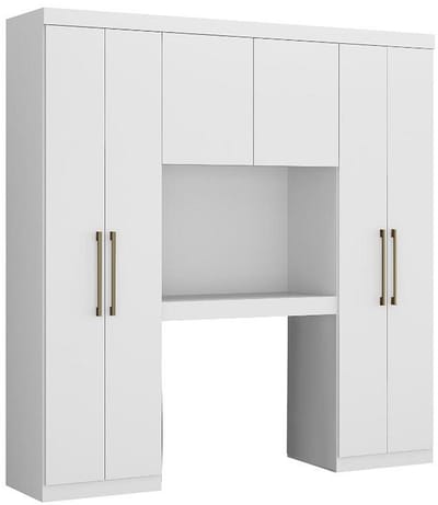 Vente-unique Brugkast ANTERO - 6 deuren - Met kast en opbergruimte - L200 cm - Wit