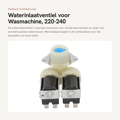 Dailygoods- Waterinlaatventiel Dubbele Koppen - Geschikt voor Wasmachines - 220-240 V - Hoogwaardig ABS - Duurzaam voor Langdurig Gebruik - Wasmachineklep