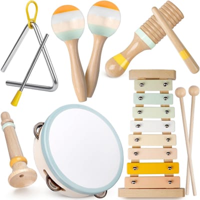 ECTEATOY® Montessori Speelgoed - Muziek Speelgoed - Houten Speelgoed - 6-delig Slagwerk & Ritme - Activity Centers - Baby Speelgoed - Verjaardag & Kerst