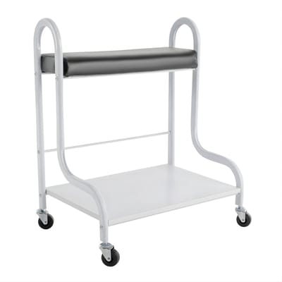 Salon Trolley Verrijdbaar – 4 Zwenkwielen – 100 kg Draagkracht – Metaal en Hout – Met Voetsteun – Voor Manicure en Spa – Wit