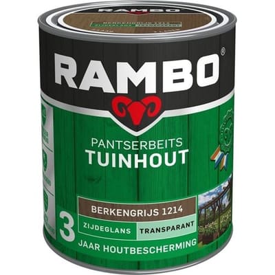 Rambo Pantserbeits Tuinhout Zijdeglans Transparant - Gelijkmatig Vloeiend - Berkengrijs - 0.75L