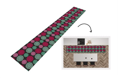 Keukenloper - Loper keuken - Bloemen - Vintage - Roze - Turquoise - Patronen - 300x50 cm - Keukenloper vinyl