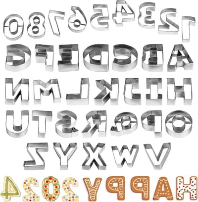 35 Stuks Grote Letter en Cijfer Koekjesuitsteekvormen, RVS Koekjesmallen voor Bakken, Ideaal voor Feestjes en Decoraties