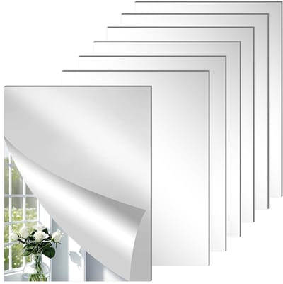 Set van 6 Zelfklevende Spiegels, 29 x 21 cm, Acryl Wandtegels, Flexibel en Frameloos voor Thuis, Sportzaal, Badkamer en Slaapkamer Decoratie
