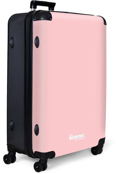 NoBoringSuitcases.com® - Koffer groot - Reiskoffer lichtgewicht - Roze - Effen - Pastel - Rolkoffer met 4 wielen - Grote trolley XL - 98 liter bagage