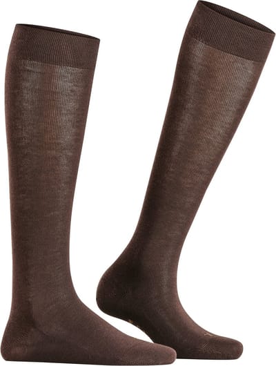 FALKE Sensitive London drukvrije comfort tailleband katoen kniekousen dames bruin - maat 39-42