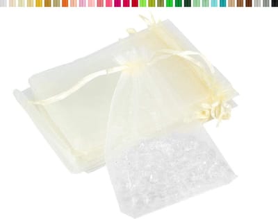 10 Stuks Organza Zakjes 7x9 cm Beige/Ivoor voor Cadeaubon of Sieraden