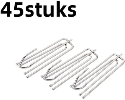 45 stuks - Gordijn Haken RVS 4-poots - Gordijnaccessoires en Onderdelen - Metaal Gordijnclips Verstelbaar Voor Alle Gordijnsoorten - Zilver