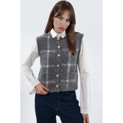 Geruit Coltrui Vest met Knopen