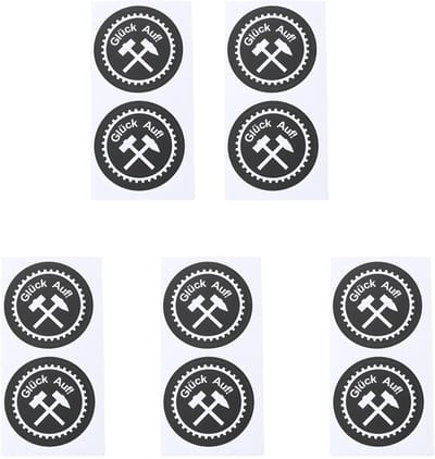 Dailygoods- Stickers 10 Stuks - Glück Auf Thema - Waterdicht PVC - Auto/Motorfiets/Laptop - Sterke Hechting - Diameter 5cm - Decoratiestickers