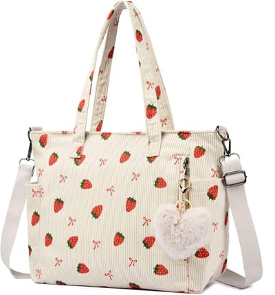 Corduroy Totebag Grote Schoudertas Handtas voor Werk School Reizen A4
