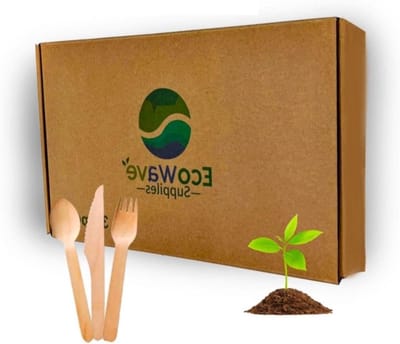 Composteerbaar Bestek - Houten Utensils - Feestelijk Diner - Splintervrij Ontwerp - 300 Stuks - Natuurlijk Hout