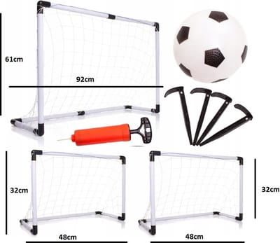 Ilso voetbaldoelen set - 2-in-1 doel - 48 x 32 x 26 CM - pomp - bal - goal - camping - tuin - voetbal net - wit