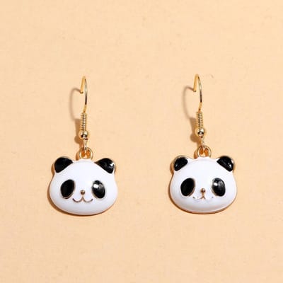 Klassiek Nationaal Schatje, Super Schattige Panda Oorbellen, Zwart en Wit Olie Druipend Bamboe Beer Klein Dier Oorbellen.