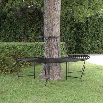 Halfronde Boom Bank - Boom zitje Tuinbank - Buiten Ontspannen - Stalen Weerbestendig Frame - 159 cm Diameter - Zwart