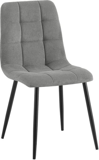 CLP Antibes Eetkamerstoel - klassiek - Metalen Frame - Belastbaar tot 150 kg - Corduroy - Ribstof/grijs