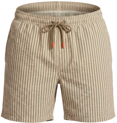 Zwemshort Paros Seersucker - Zand/Saliegroen - Maat 3XL - Zwemshort Heren Zand - Swimwearclub