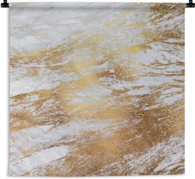 Wandkleed - Wanddoek - Marmer - Patronen - Goud - Wit - 150x150 cm - Wandtapijt