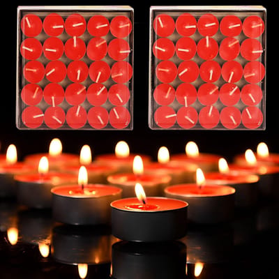 Dailygoods- Theelichten 50 Stuks - Ronde Kaarsen - 2 Uur Brandtijd - Rookloos - Decoratief voor Bruiloften - Katoenen Lonten - Waxinelichtjes
