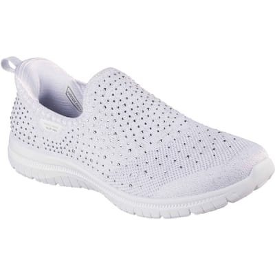 Skechers Virtue Icon Textiel Dames Witte/Zilveren Standaard Sneakers