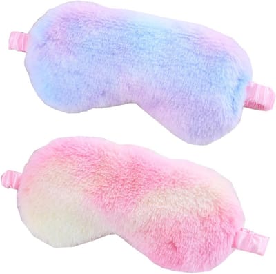 Pluche Slaapmasker - Oogmasker Slapen - Licht Blokkeren - Verstelbare Hoofdband - 2 stuks - Kleurrijk