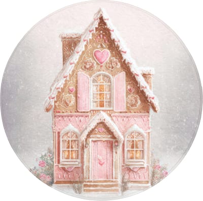 Badmat rond 70x70 cm - Antislip - Huisje - Suiker - Pastel - Badmatten voor badkamer - Badkamermat - Douchemat - Ronde badkamer mat