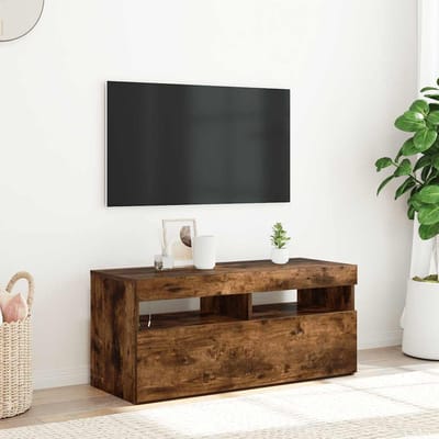 vidaXL - Tv-meubel - met - LED-verlichting - 90x35x40 - cm - gerookt - eikenkleurig