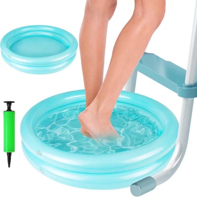 Thijox - Opblaasbaar Voetenbad Ø 60 cm Blauw met Pomp - Ideaal voor Zwembad & Spa