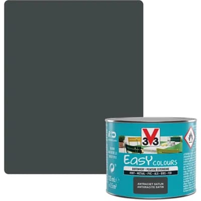 V33 Decoratieve Verf Easy Colours - Anthraciet - Zijdeglans 0,125l