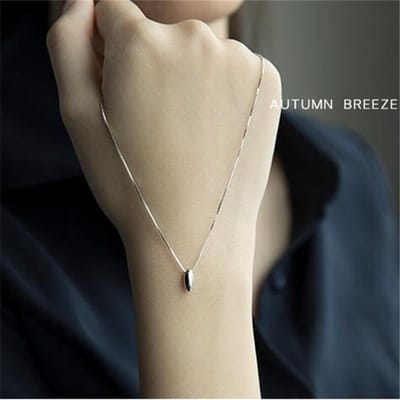 Nieuwe Eenvoudige Korte Waterdruppelvormige 925 Sterling Zilveren Sieraden Temperament Exquise Sleutelbeen Ketting Hanger Kettingen Xl149 gray