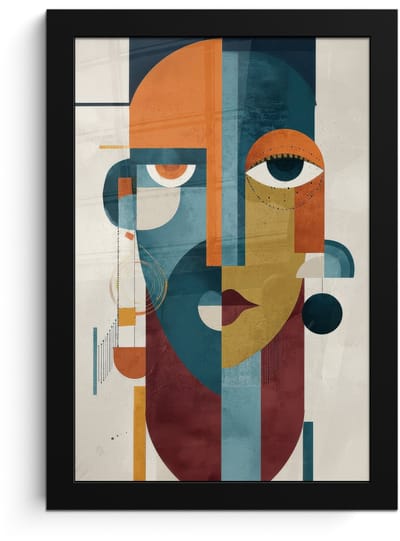 Poster in lijst - Fotolijst 20x30 cm - Posters - Geometrisch - Strakke vormen - Kleurrijk - Posterlijst zwart - Decoratie - Wanddecoratie woonkamer - Muurdecoratie slaapkamer