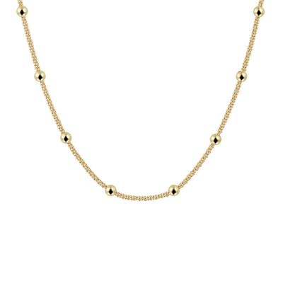 collier bolletjes 3,0 mm 40 + 4 cm 3 micron zilver verguld (geel)