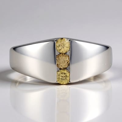 Cavill - Zilveren Ring met Gele Cambodjaanse Zirkonen 0,44 ct - 925 Sterling Zilver Platina - Modern & Elegant Design - Ronde Briljant Zirkonia