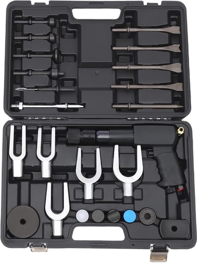 Perslucht beitelhamer set - Luchthamer pneumatisch - Auto reparatie - Inclusief draagtas - 45x30x12 cm tas - Zwart