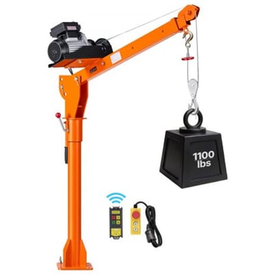VEVOR pick-upkraan met een hefvermogen van 499 kg, laadkraan met PA800 elektrische lier, hijskraan met verstelbare telescopische giek, 360° zwenkring en afstandsbediening, hijsapparatuur voor de bouw en bosbouw.