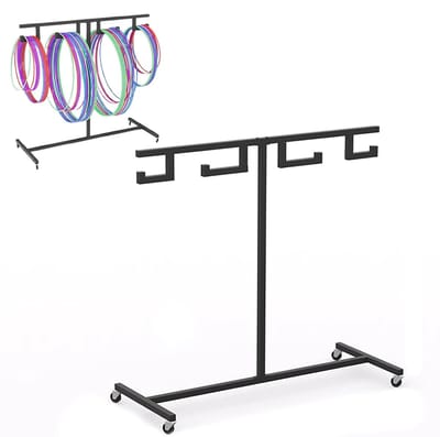 Hoepel Organizer - Sportuitrusting Houder - Thuis Gym Opslag - Met Mobiele Wielen - 40x100cm - Zwart