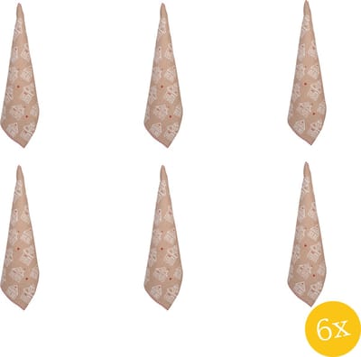 Clayre & Eef Theedoek 50x70 set van 6 stuks 50x70 cm Bruin Katoen Gingerbread house Keukenhanddoek